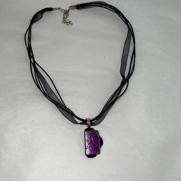 Custom Designed Vintage Abstract Vintage Necklace On An Adjustable Ribbon Cord - Picture 2 of 6